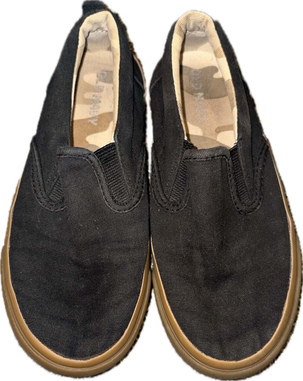Old Navy Toddler Black Canvas Slip-On Sneakers Gum Sole Size 12-18M